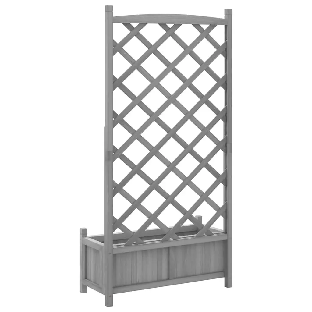 Wooden Planter with Integrated Trellis in Grey