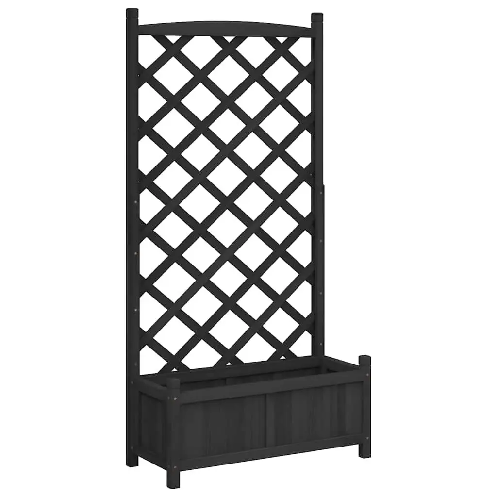 Planter Solid Wood Fir Black Outdoor Garden Climbing Plants with Trellis