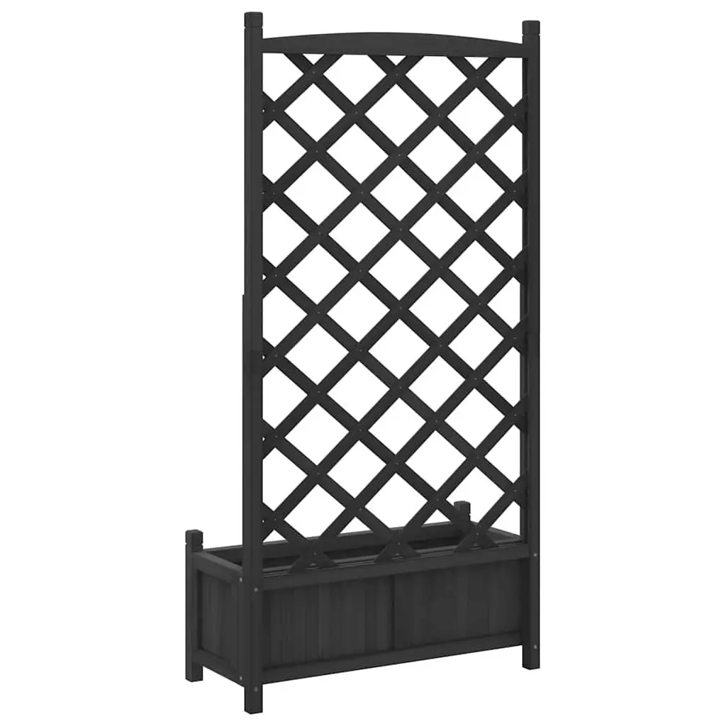 Planter Solid Wood Fir Black Outdoor Garden Climbing Plants with Trellis