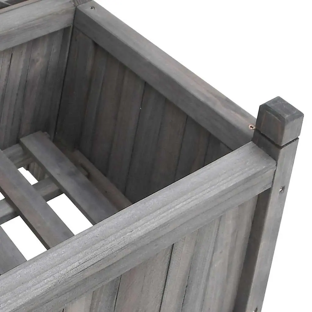 Wooden Planter Solid Fir Grey with Trellis for Climbing Plants Garden Patio Outdoor