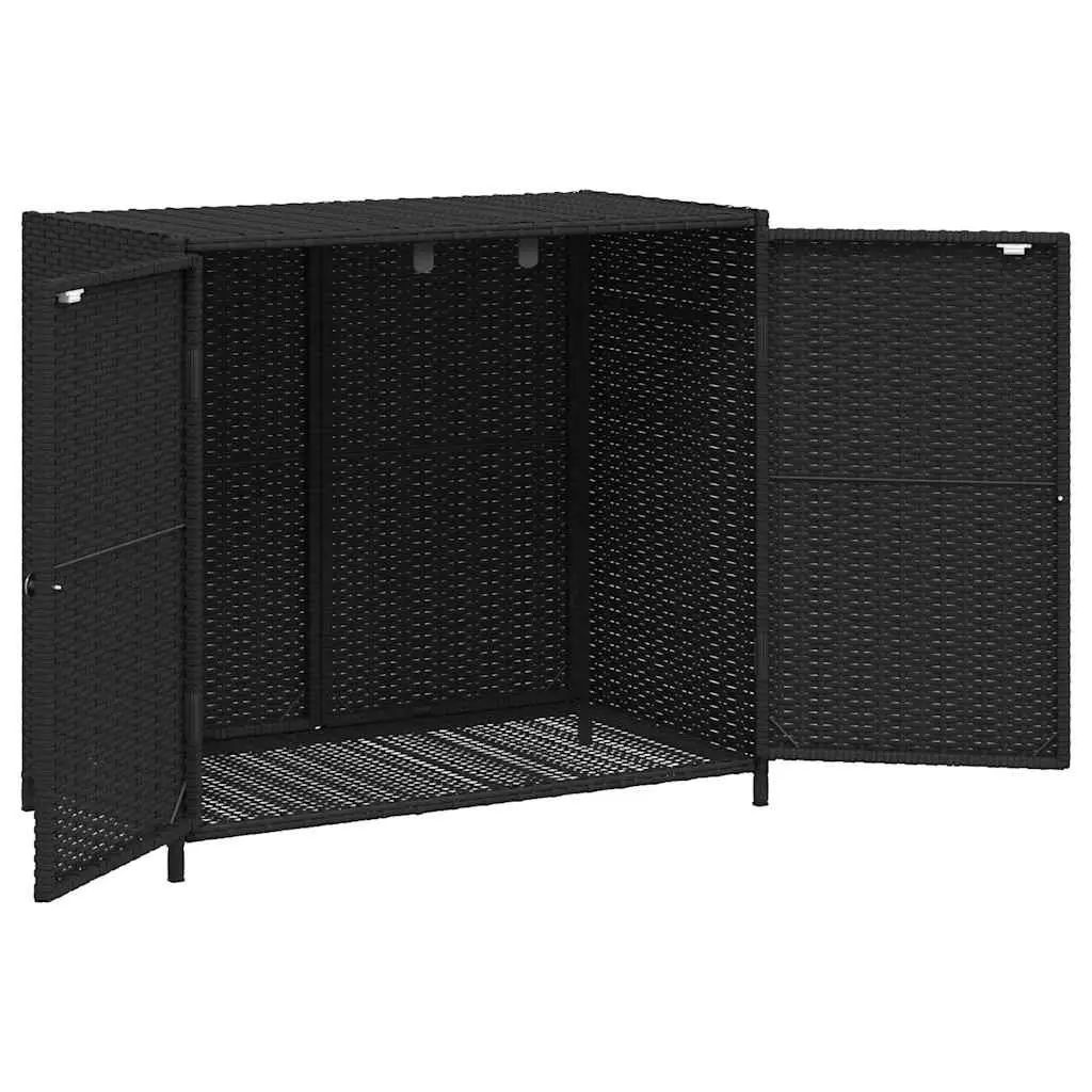 Black Poly Rattan Garden Storage Cabinet