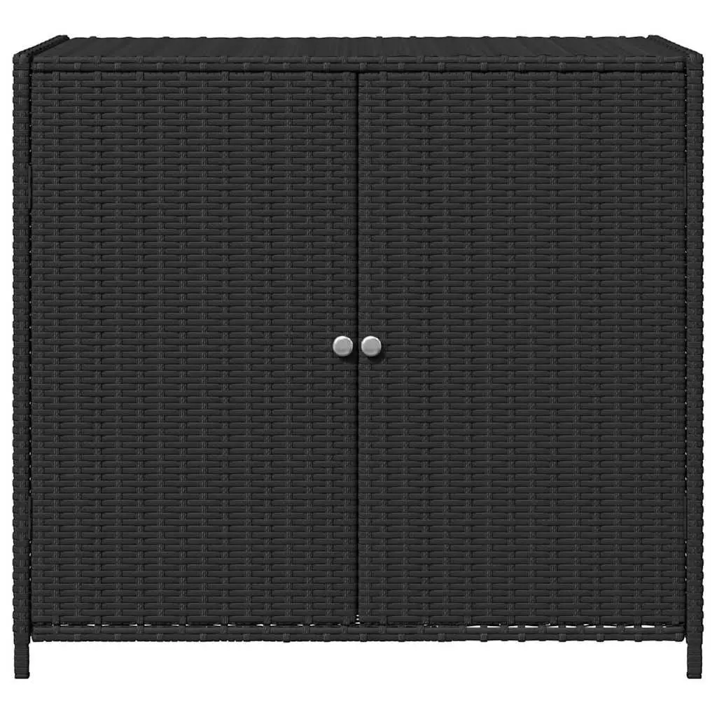 Black Poly Rattan Garden Storage Cabinet
