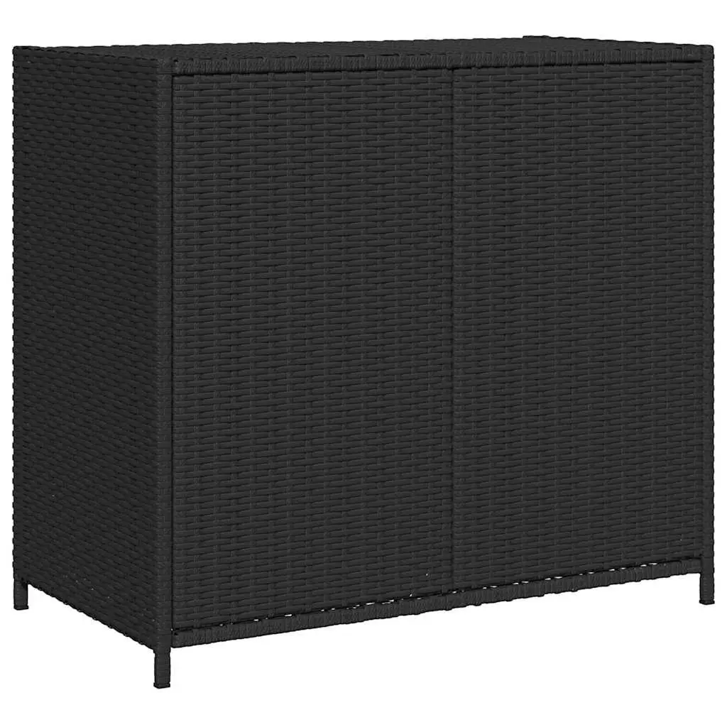 Black Poly Rattan Garden Storage Cabinet