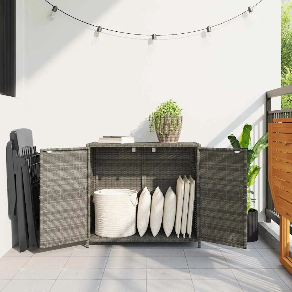 Grey Poly Rattan Garden Storage Cabinet