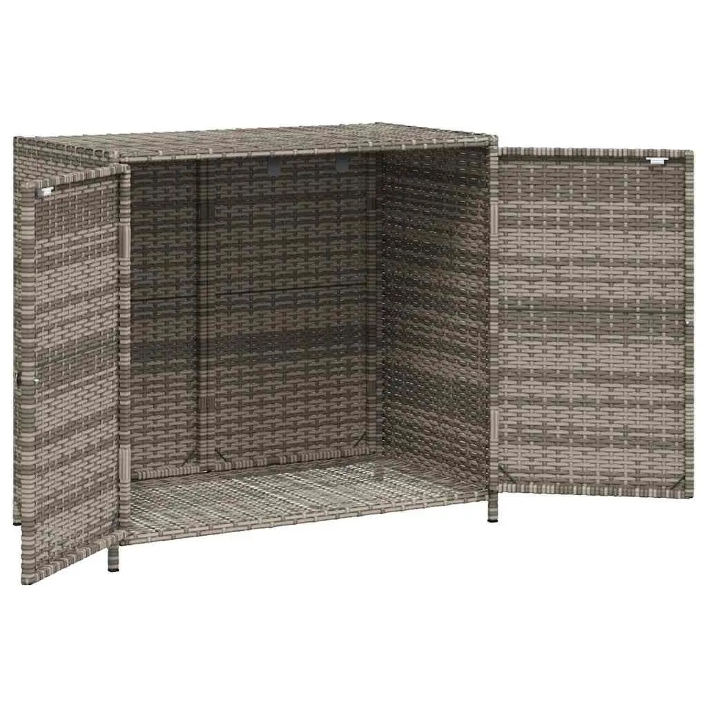Grey Poly Rattan Garden Storage Cabinet