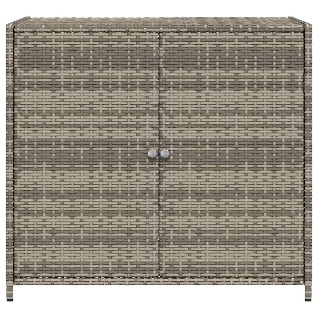 Grey Poly Rattan Garden Storage Cabinet