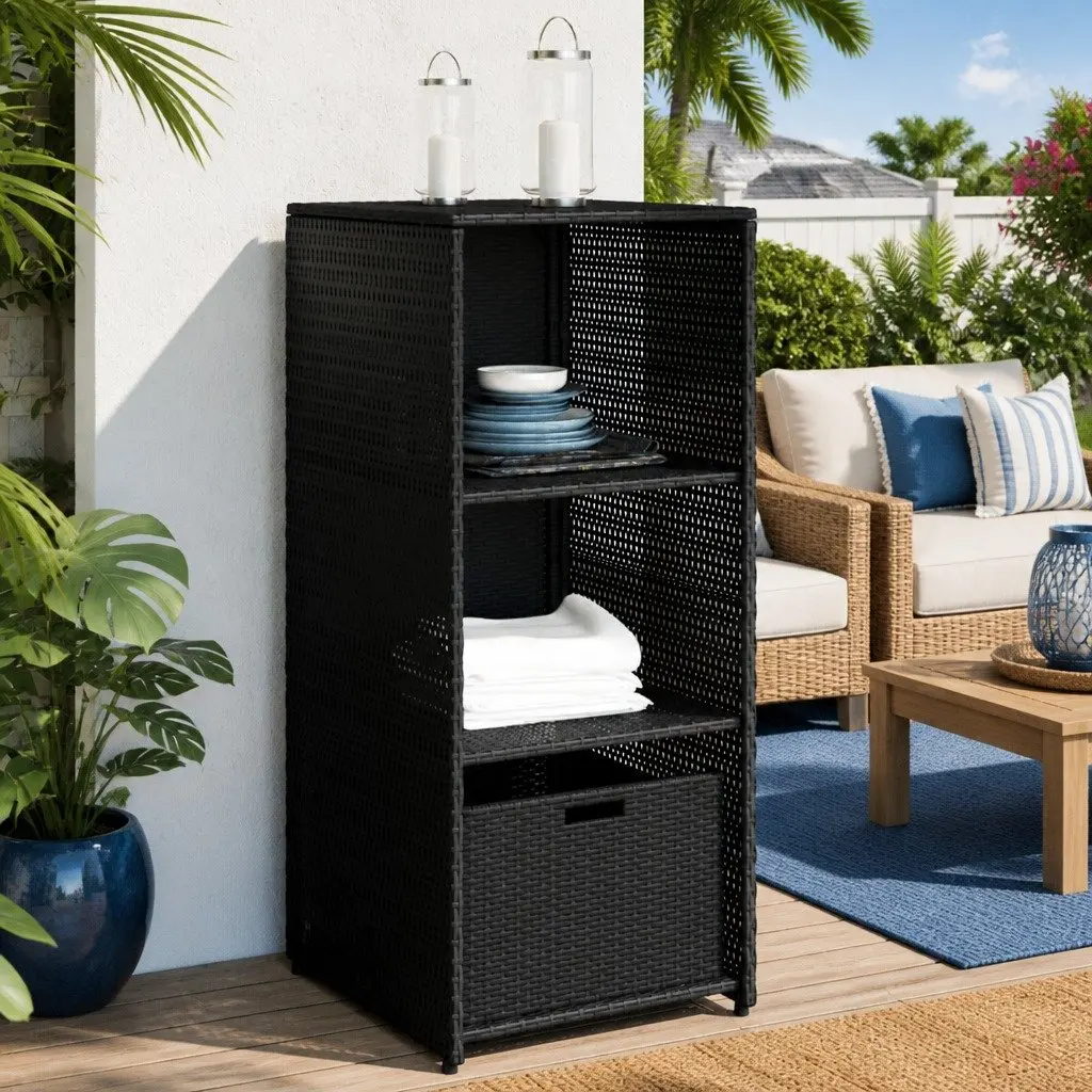 Black Outdoor Garden Storage Cabinet with Shelves