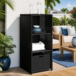 Sturdy Black Outdoor Garden Storage Cabinet with Shelves