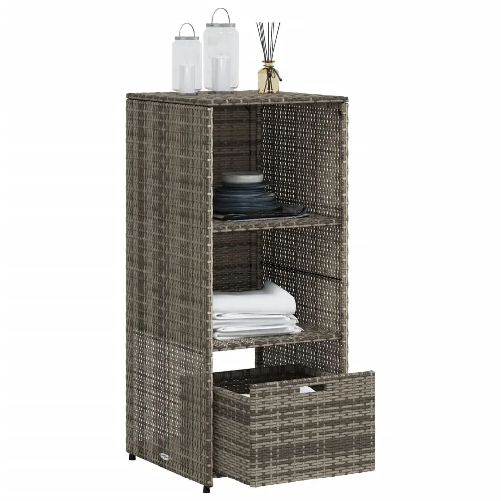Grey Garden Storage Cabinet with 2 Shelves and Drawer
