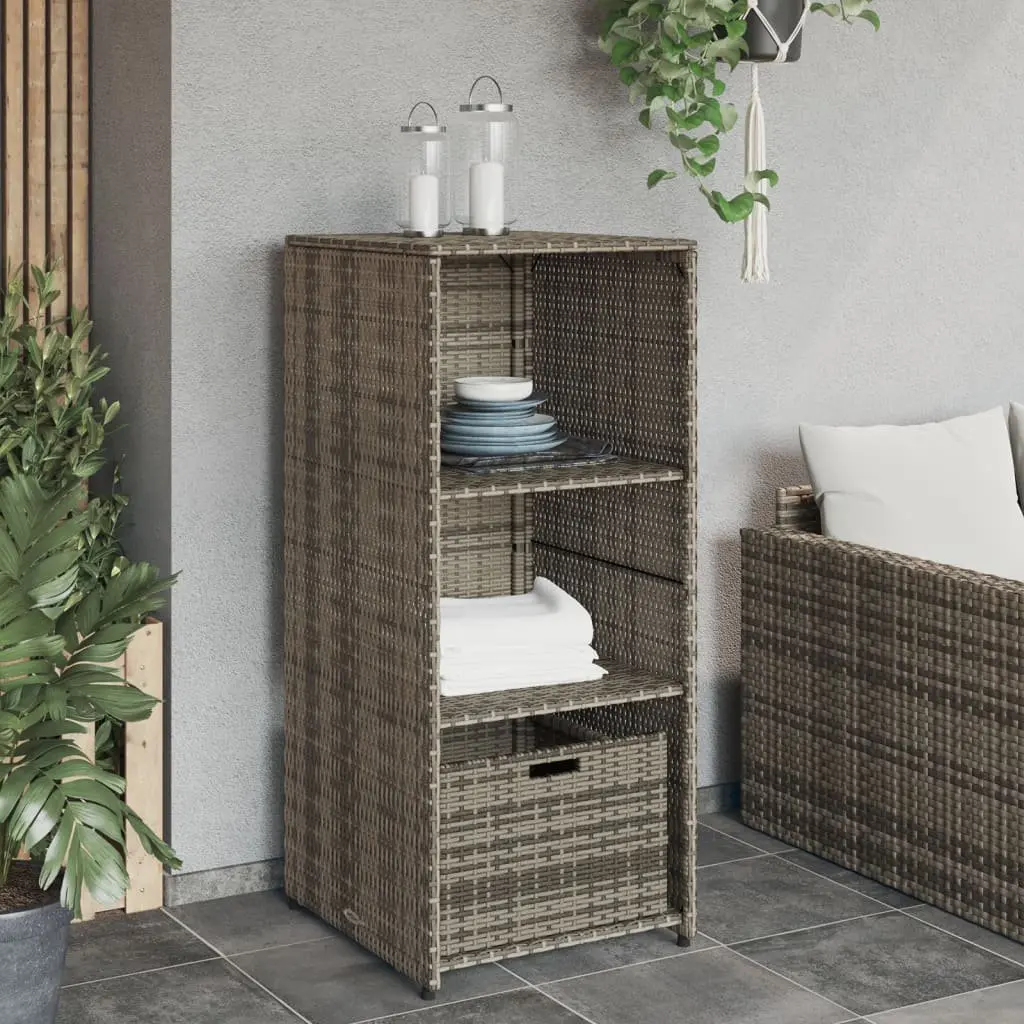 Grey Garden Storage Cabinet with 2 Shelves and Drawer
