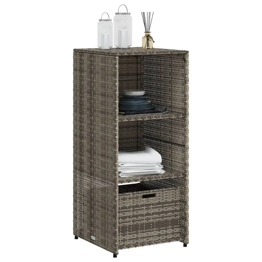 Grey Garden Storage Cabinet with 2 Shelves and Drawer