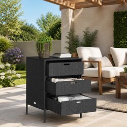 Durable Outdoor Storage Cabinet with 3 Drawers Black