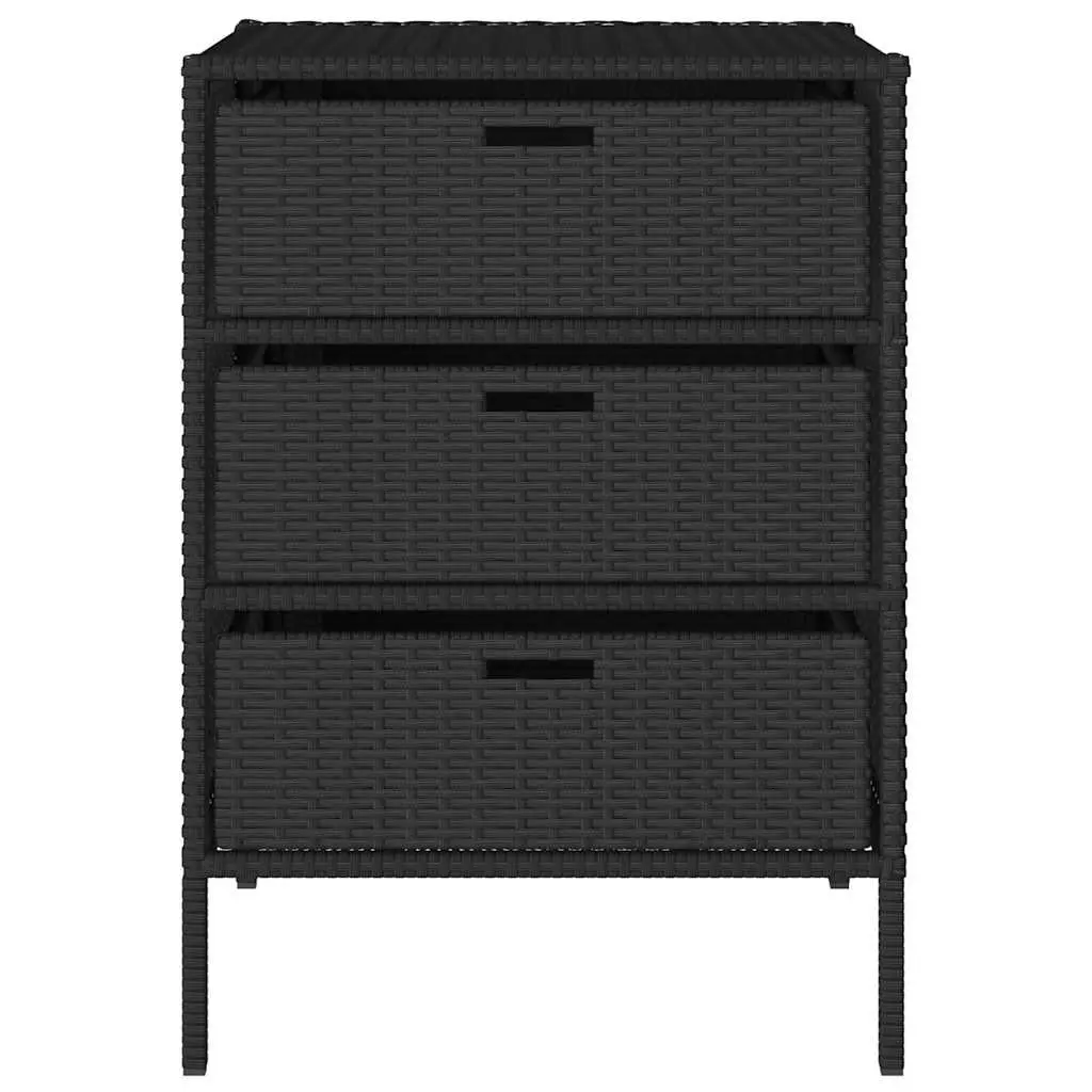 Outdoor Storage Cabinet with 3 Drawers Black