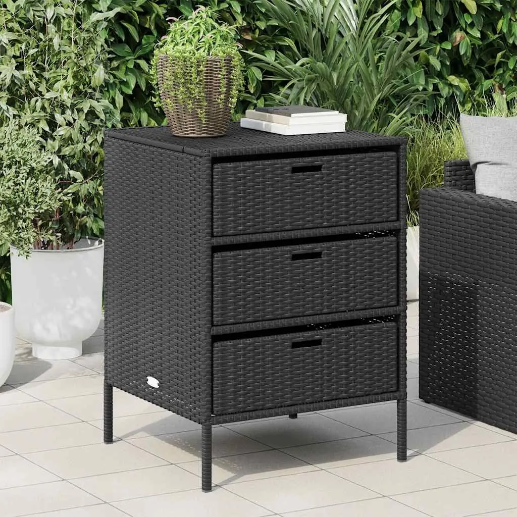 Outdoor Storage Cabinet with 3 Drawers Black