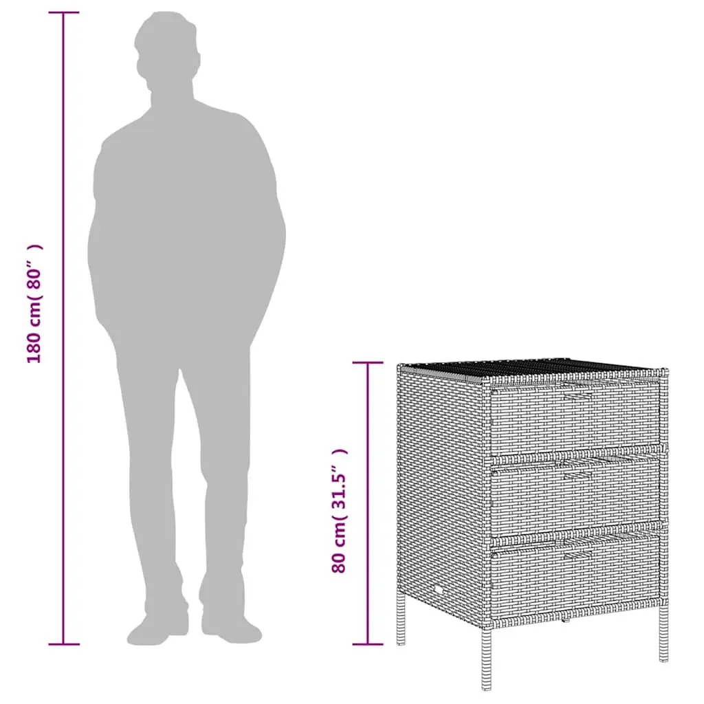 Outdoor Storage Cabinet with 3 Drawers Black