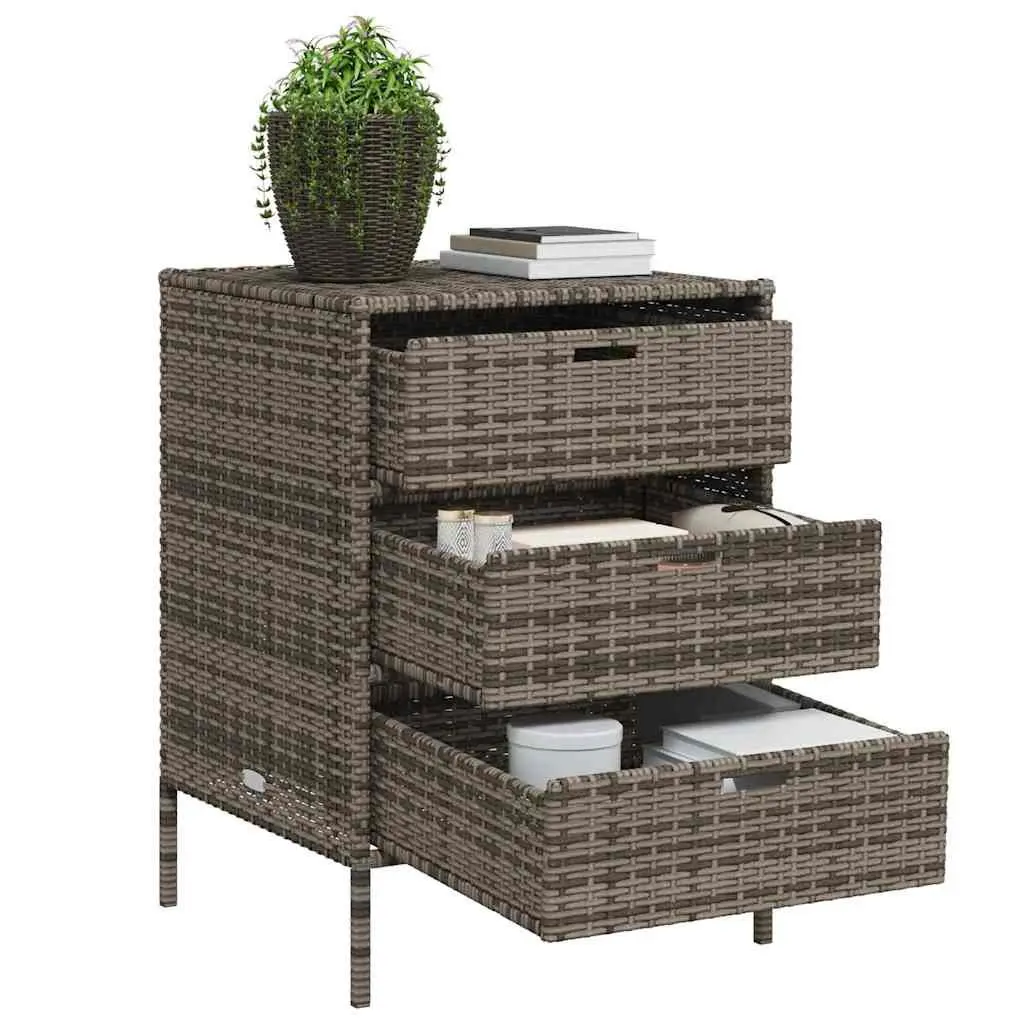 Garden Storage Cabinet with 3 Drawers in Grey