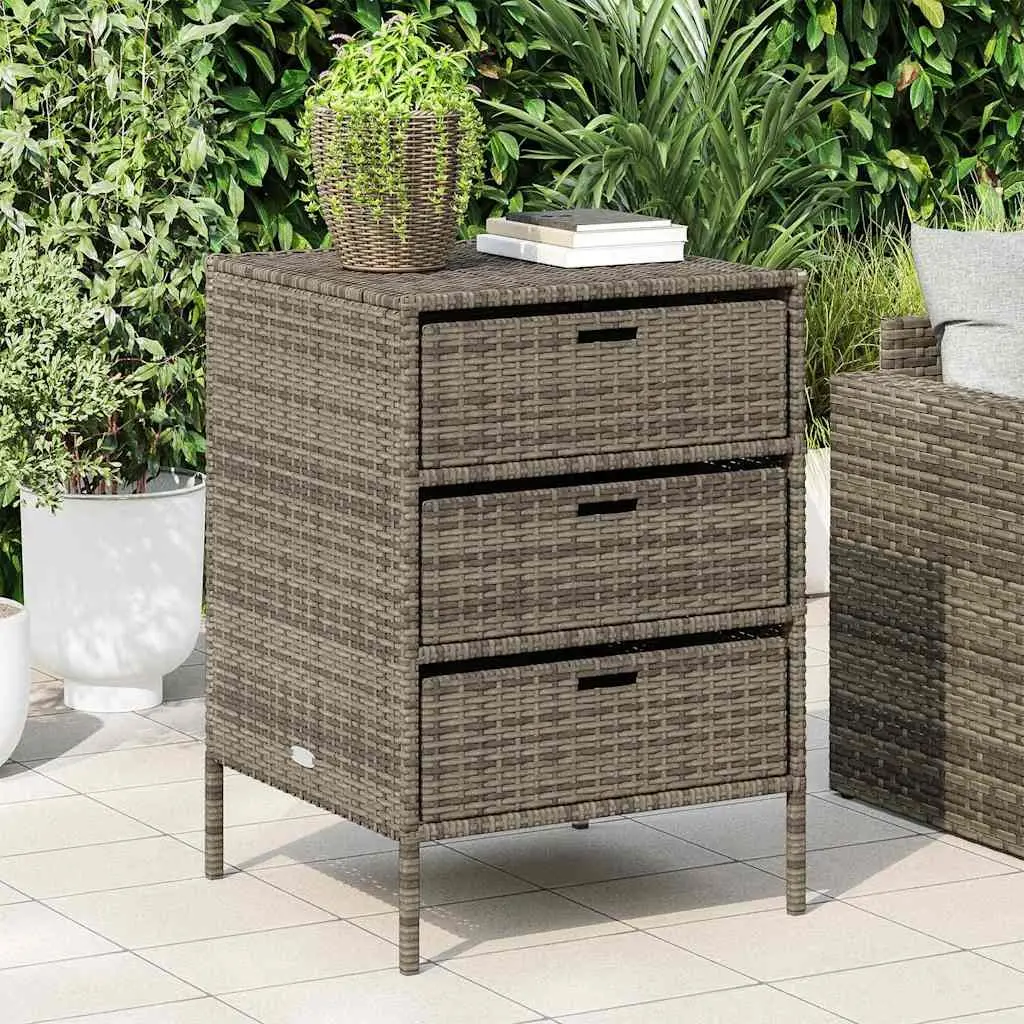 Garden Storage Cabinet with 3 Drawers in Grey