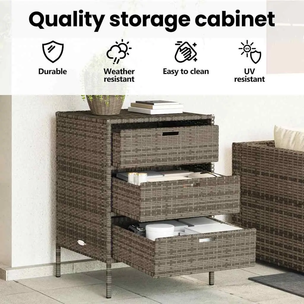 Garden Storage Cabinet with 3 Drawers in Grey