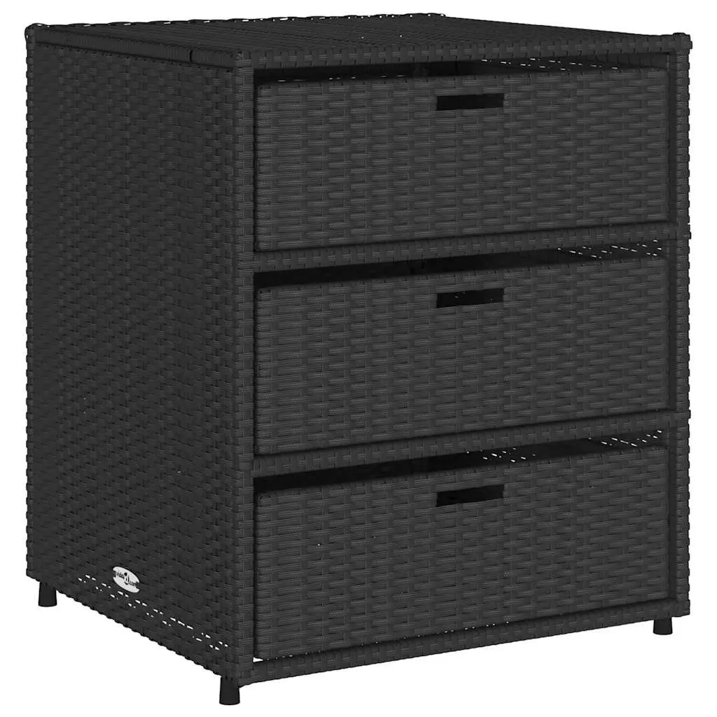 3 Drawer Black Garden Storage Cabinet