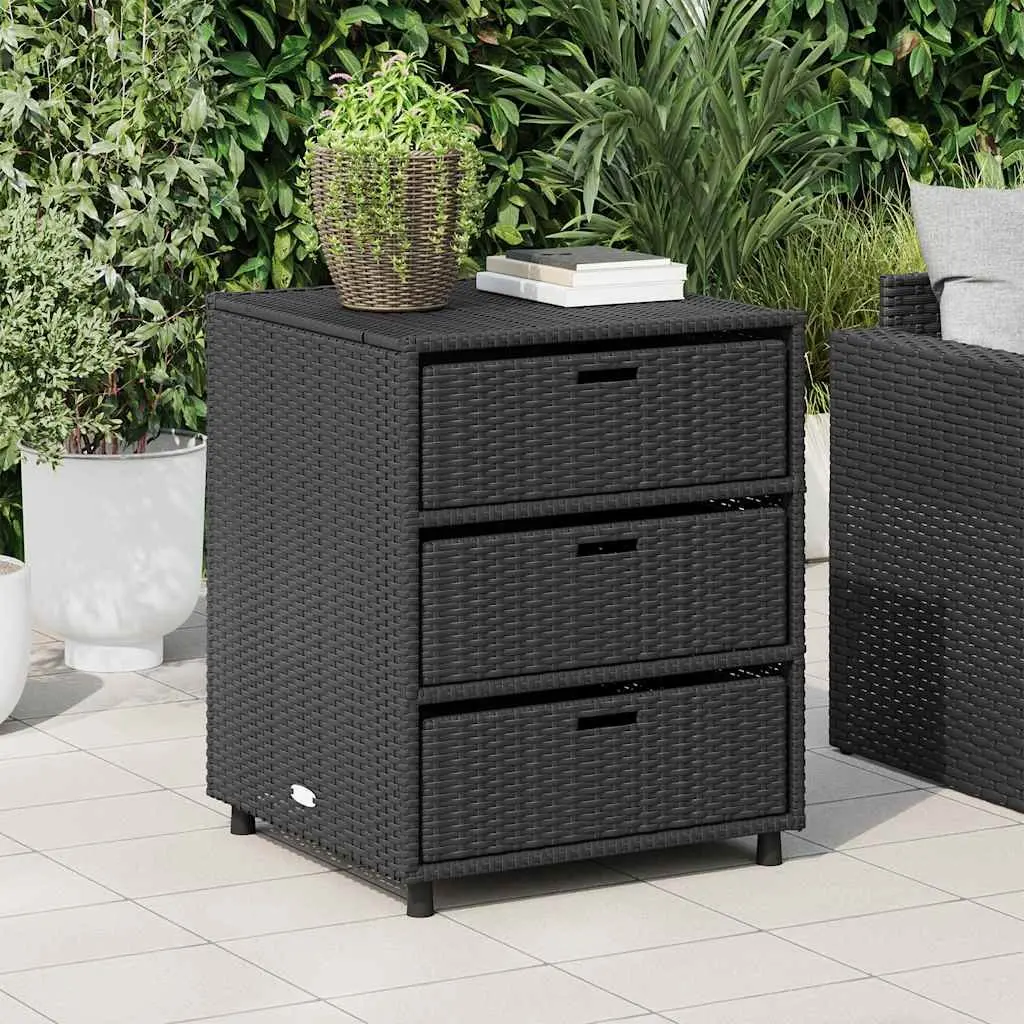 3 Drawer Black Garden Storage Cabinet