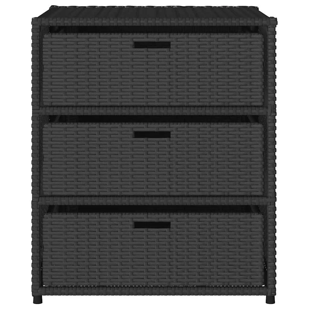 3 Drawer Black Garden Storage Cabinet