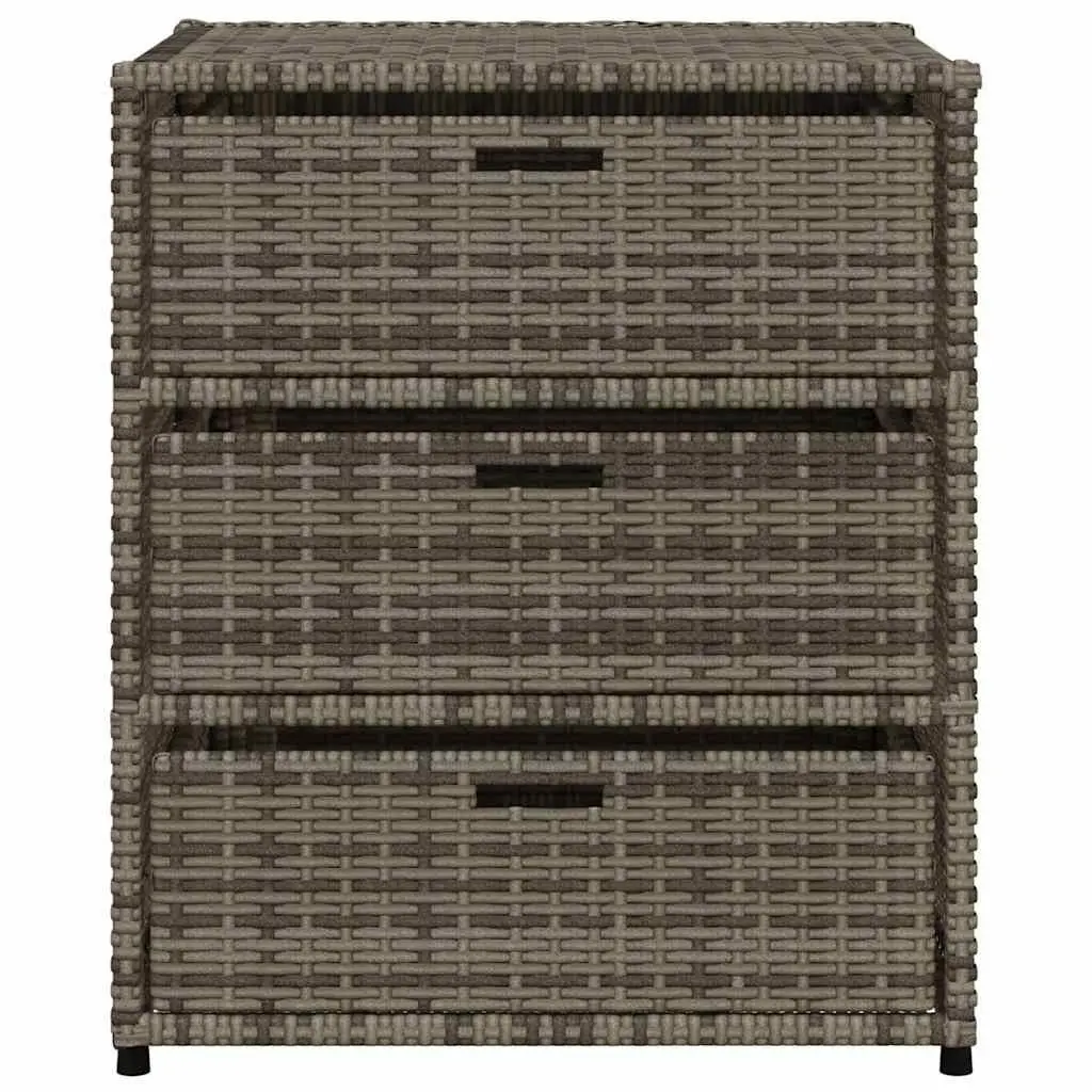 Garden Storage Cabinet Poly Rattan Grey 3 Drawers 55 x 59 x 69 cm