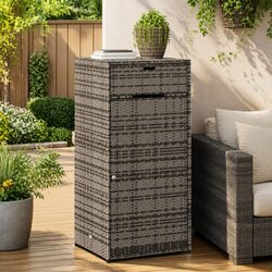 Durable Grey PE Rattan Outdoor Storage Cabinet