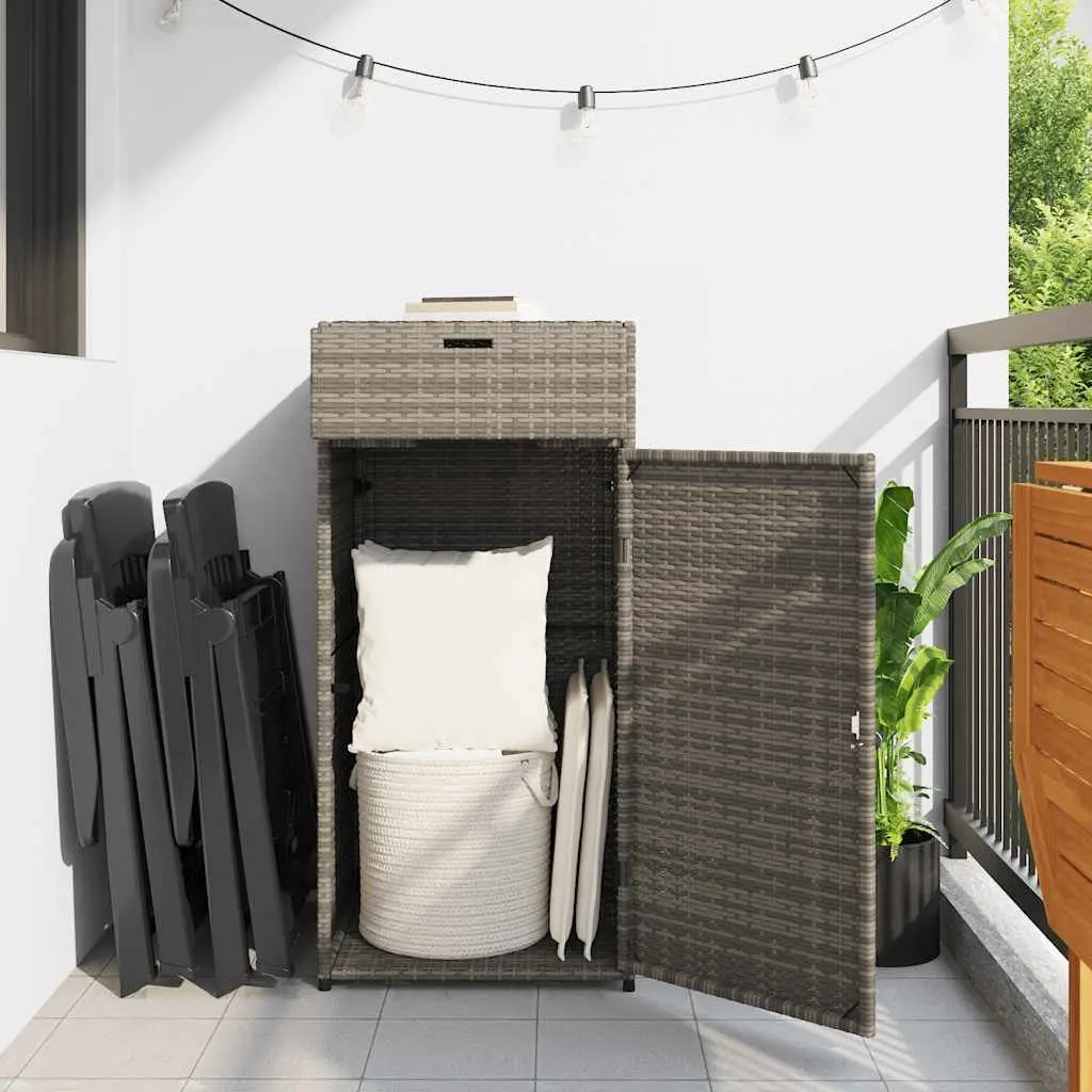 Grey PE Rattan Outdoor Storage Cabinet