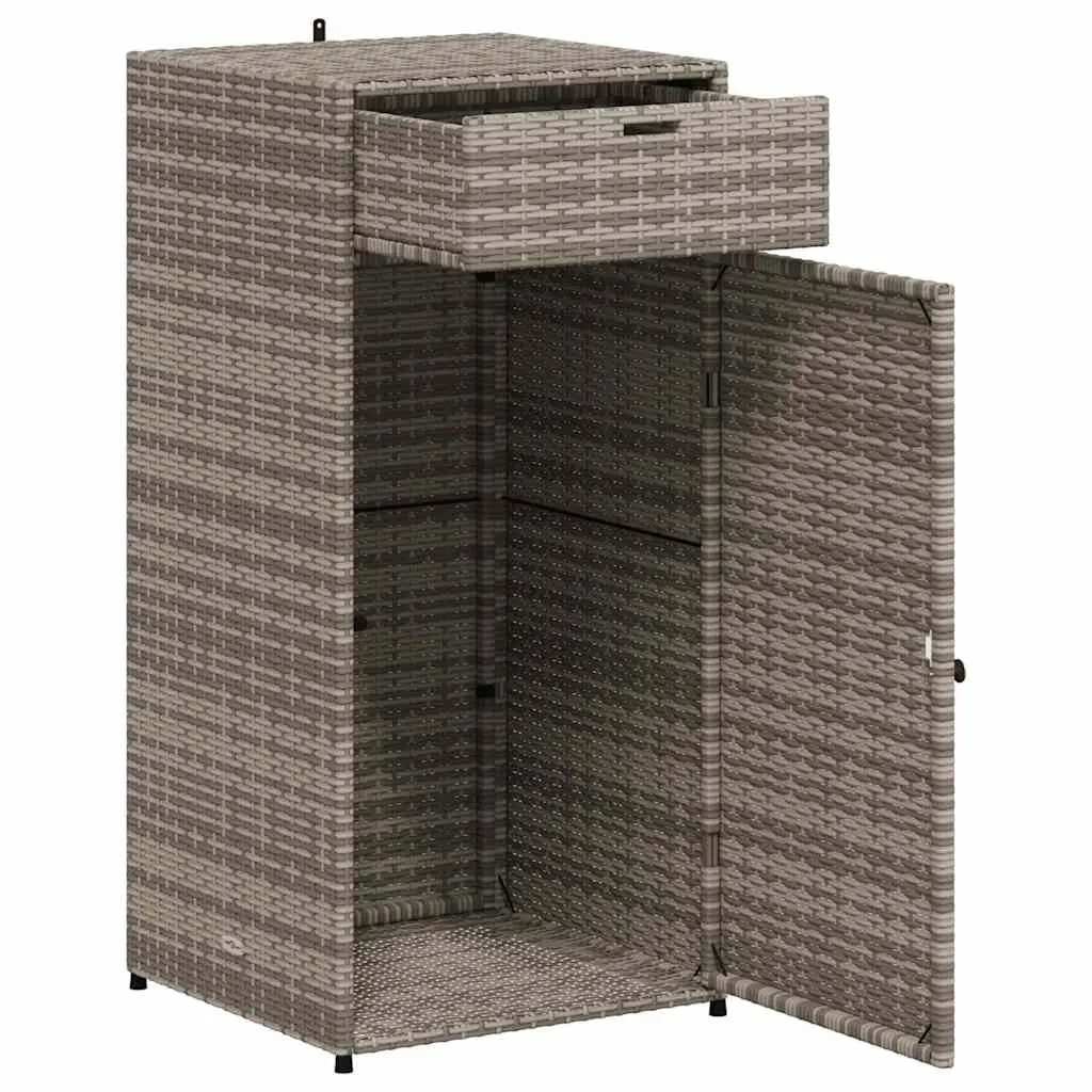 Grey PE Rattan Outdoor Storage Cabinet