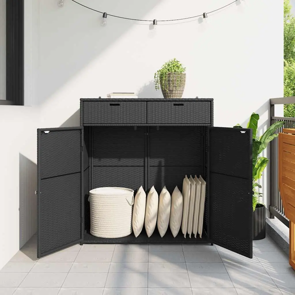 Outdoor Poly Rattan Storage Cabinet in Black
