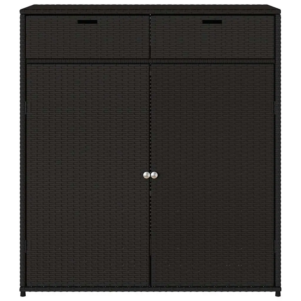 Outdoor Poly Rattan Storage Cabinet in Black
