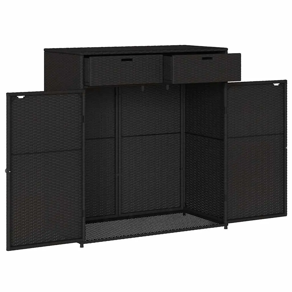 Outdoor Poly Rattan Storage Cabinet in Black