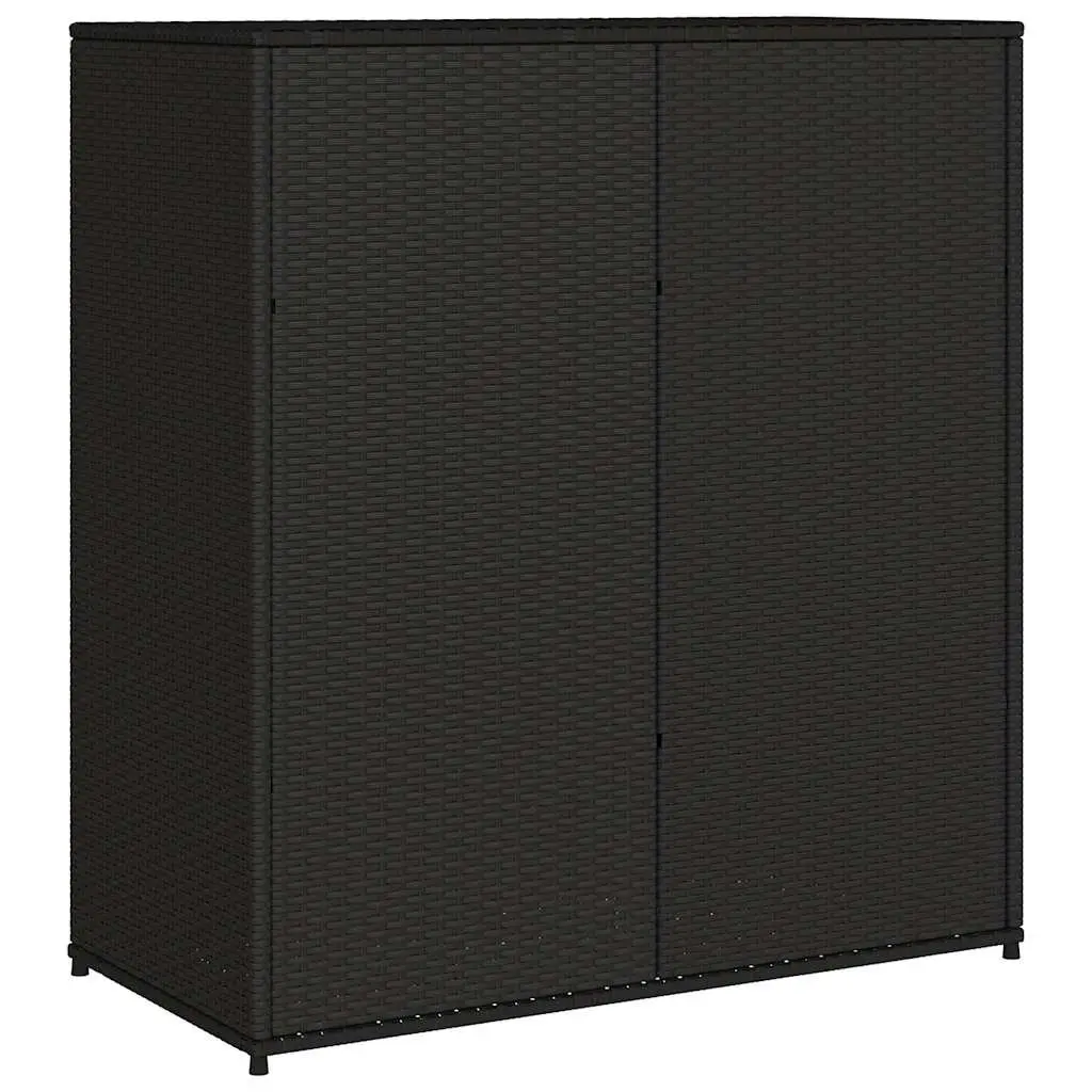 Outdoor Poly Rattan Storage Cabinet in Black