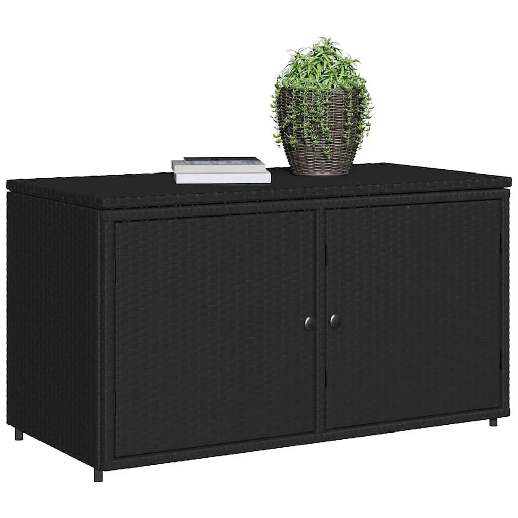 Black Outdoor Storage Cabinet with PE Rattan