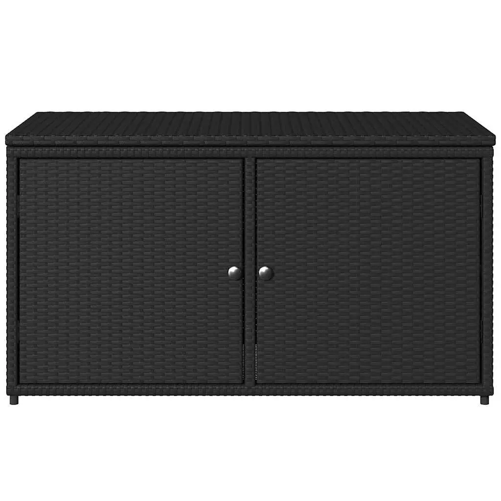 Black Outdoor Storage Cabinet with PE Rattan