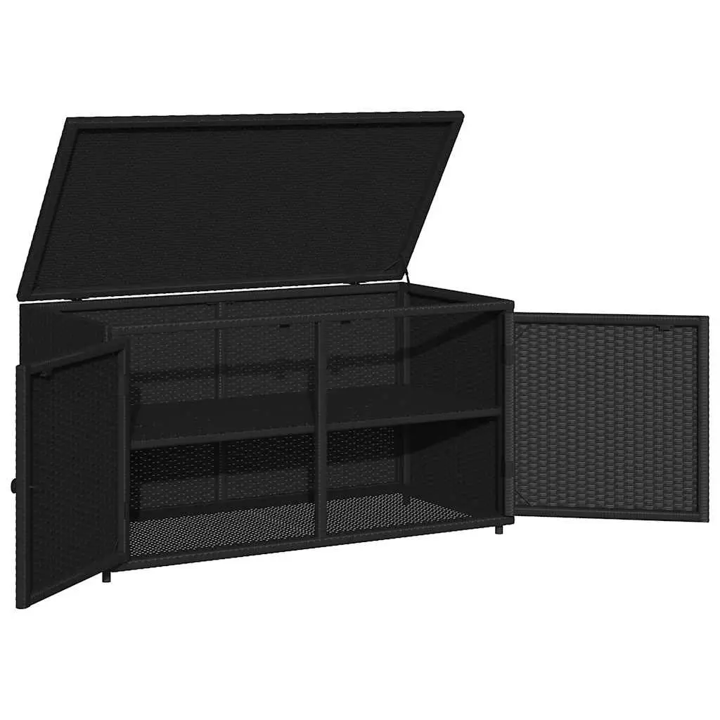 Black Outdoor Storage Cabinet with PE Rattan