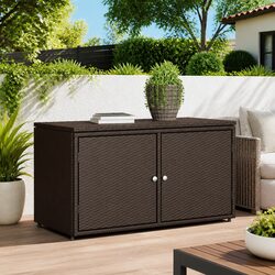 Sturdy Outdoor Garden Storage Cabinet with Doors in Brown