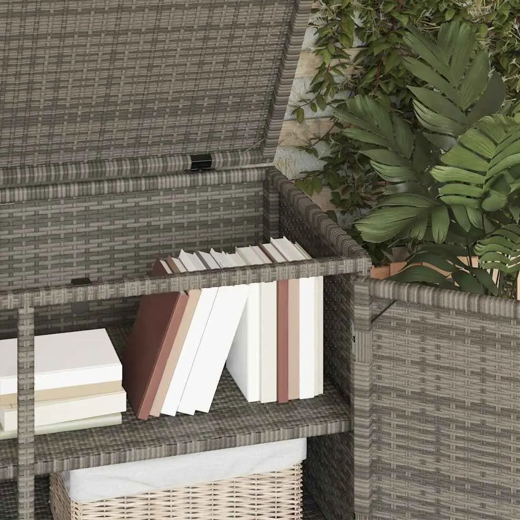 Garden Storage Cabinet Poly Rattan Grey Outdoor 110 x 55 x 60.5 cm
