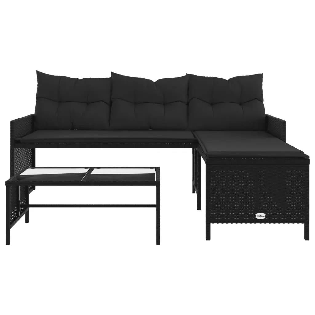 L-Shaped Garden Sofa Set with Cushions and Table