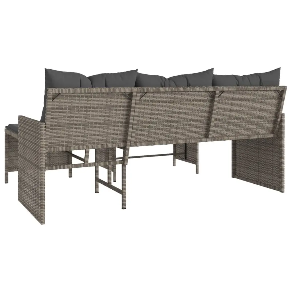 L-Shaped Garden Sofa Set with Cushions in Grey