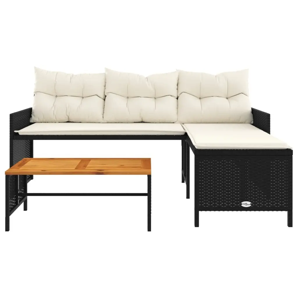 L-Shaped Garden Sofa Set with Table and Cushions