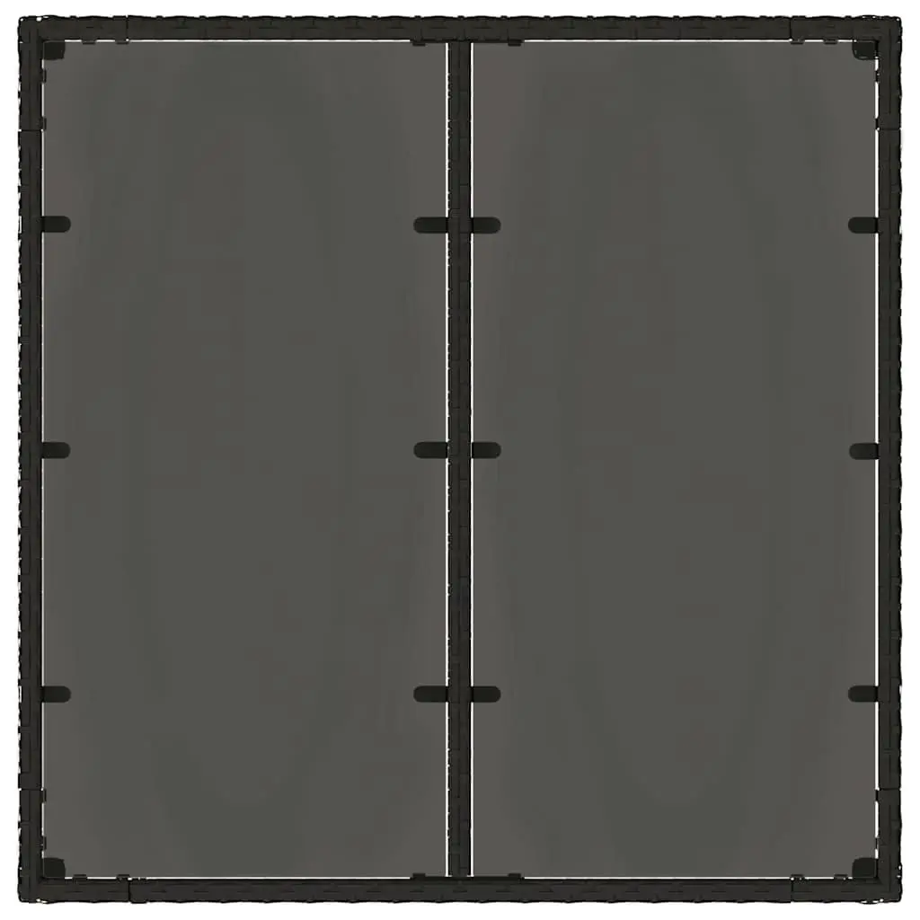 Black Glass Top Garden Table 90x90x75cm Poly Rattan