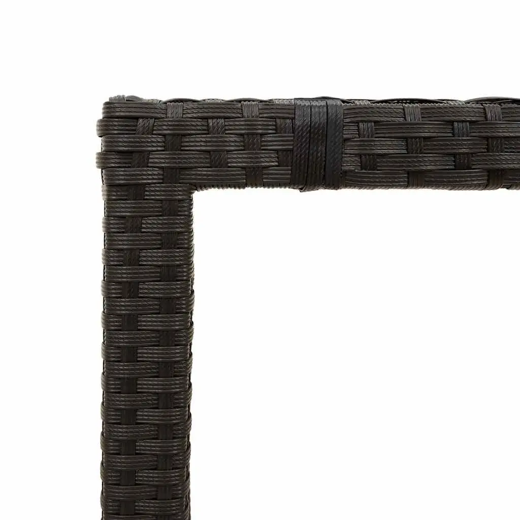 Black Glass Top Garden Table 90x90x75cm Poly Rattan