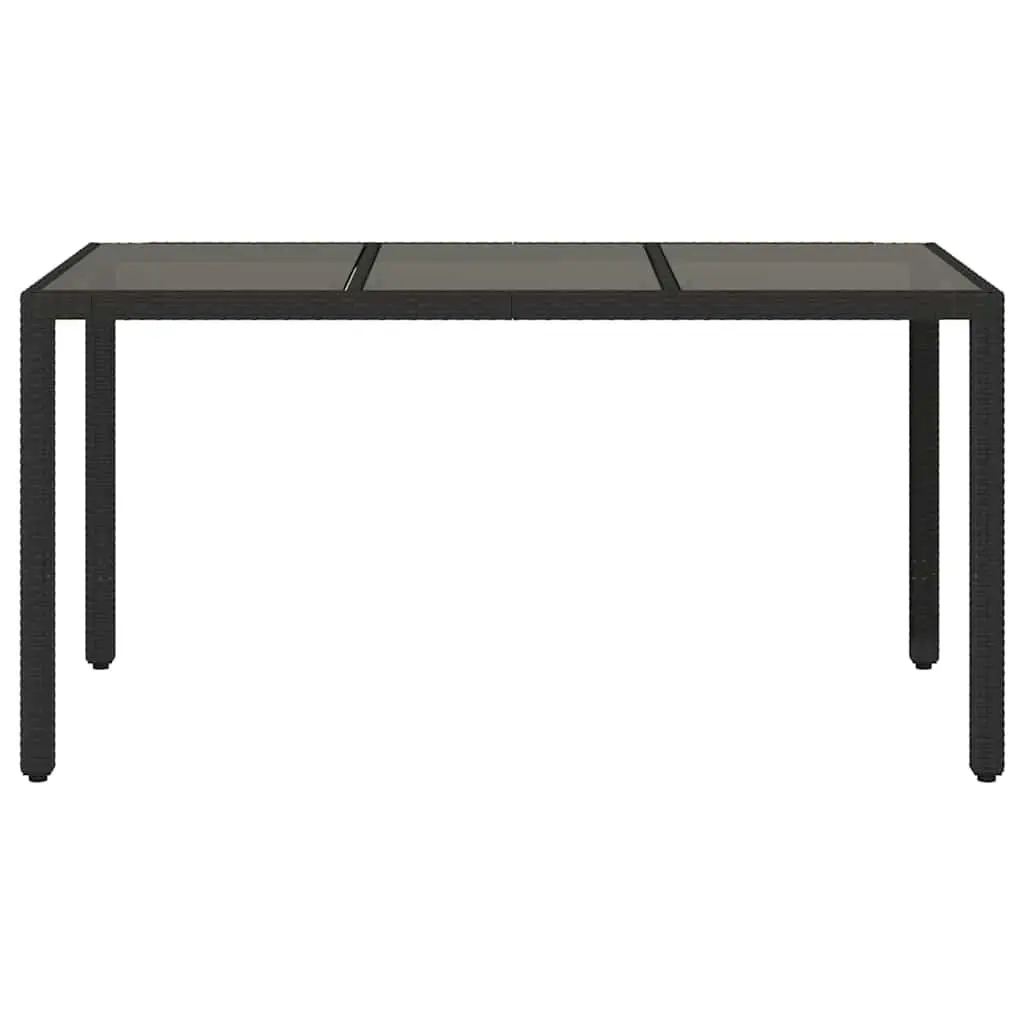 Black Outdoor Garden Table with Glass Top