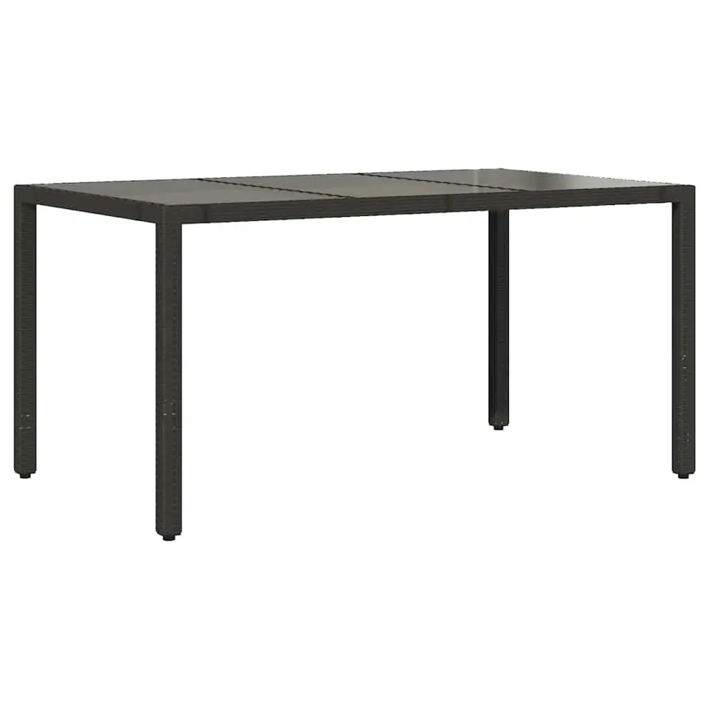 Black Outdoor Garden Table with Glass Top