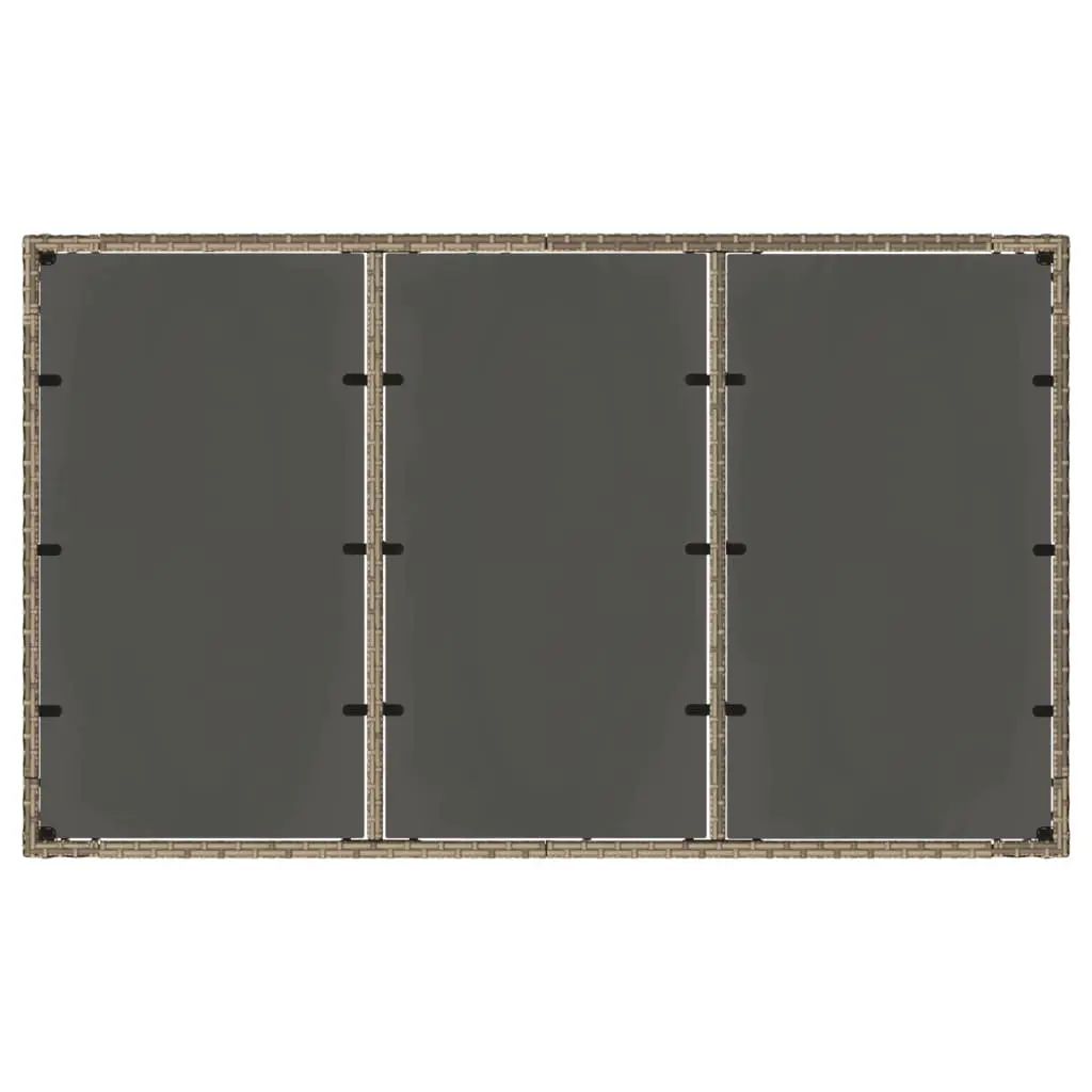 Garden Table Glass Top 150x90x75cm Grey Poly Rattan