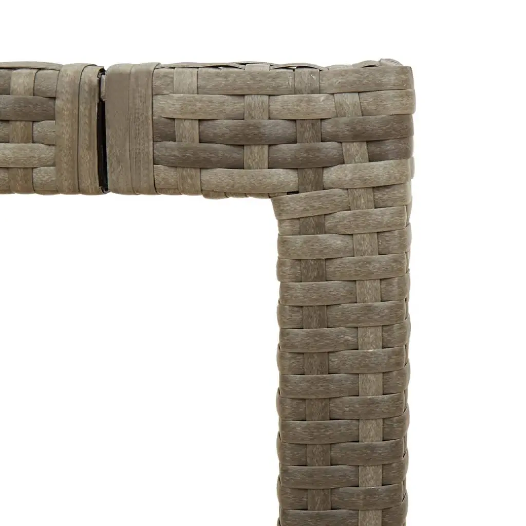 Garden Table Glass Top 150x90x75cm Grey Poly Rattan
