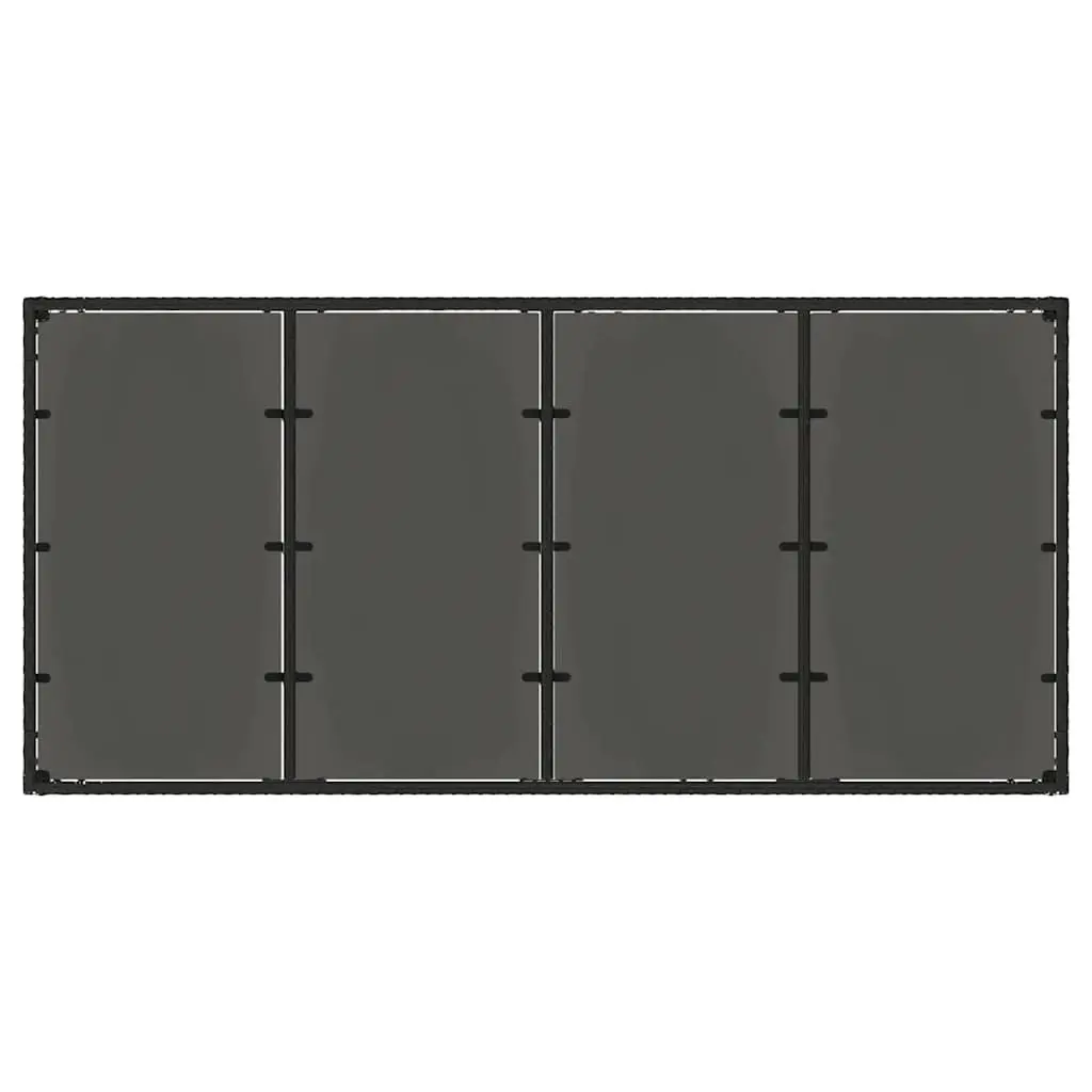 Garden Table Outdoor Poly Rattan Frame 190x90cm Black Tempered Glass Top