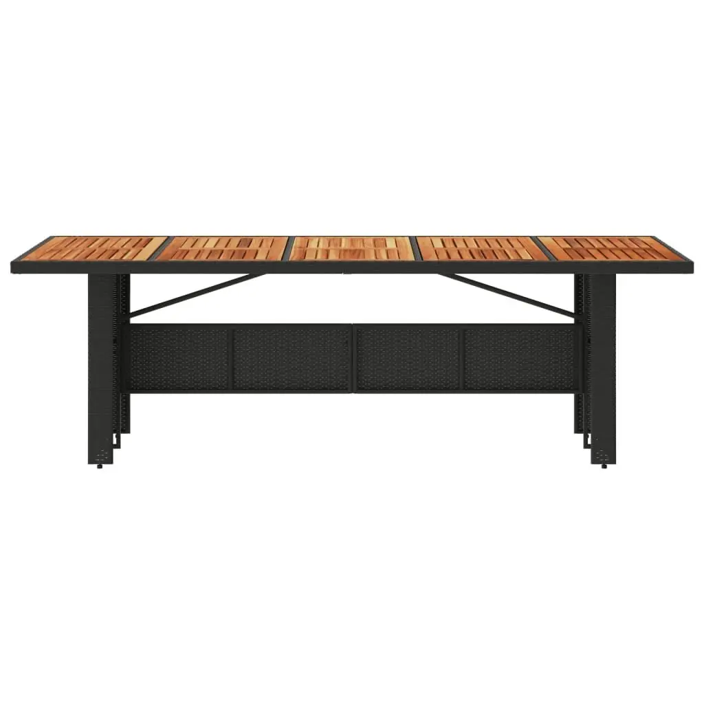 Garden Dining Table Poly Rattan Frame Acacia Wood Top 240x90x75cm Black