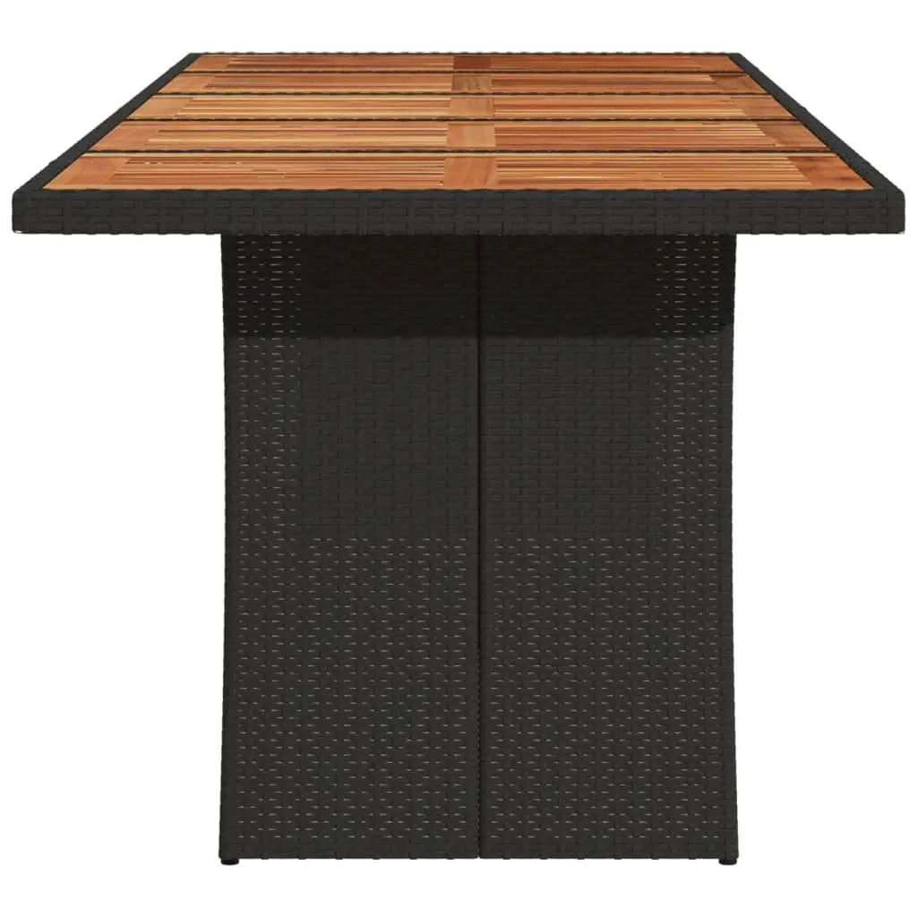 Garden Dining Table Poly Rattan Frame Acacia Wood Top 240x90x75cm Black
